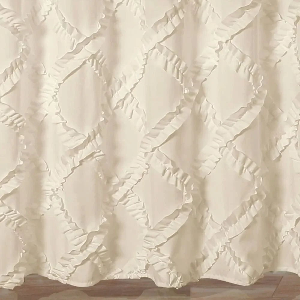 Shower Curtain Ruffle Diamond Ivory - Lush Décor Fabric Machine Washable